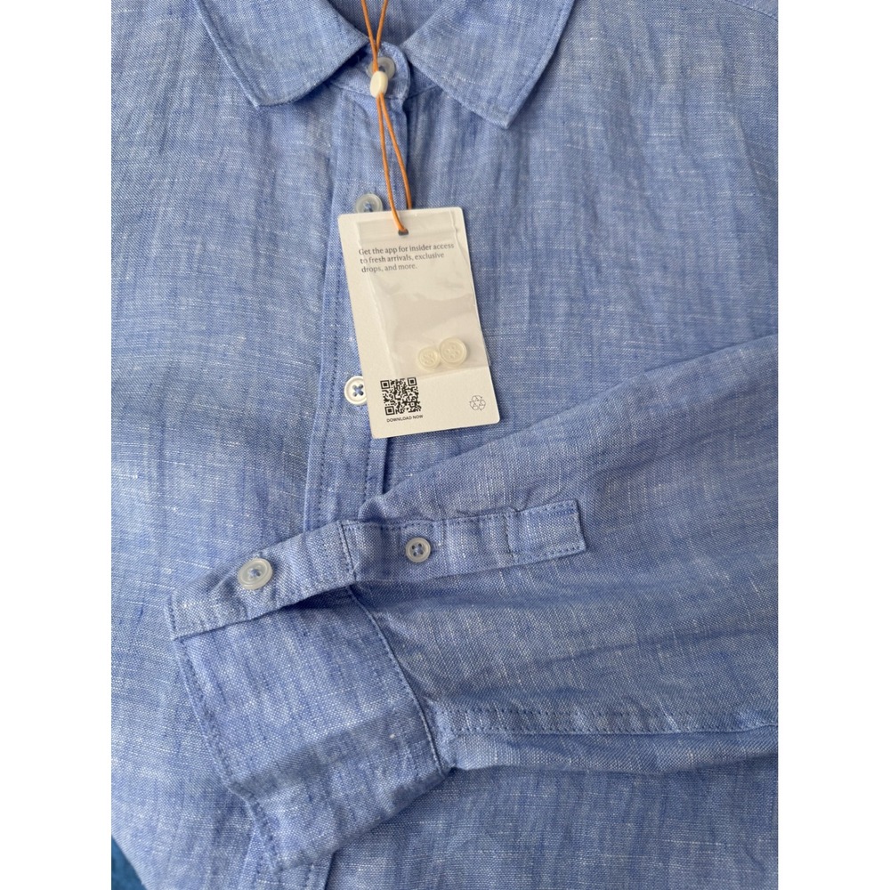 Quince 100% European Linen Long Sleeve Shirt French Blue Size L NWT - Picture 8 of 9